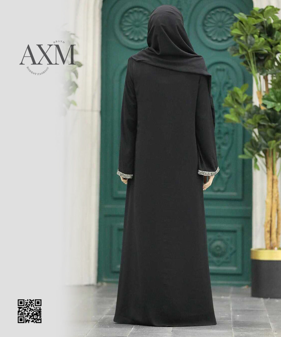 Black abaya,gown,maxi, front open