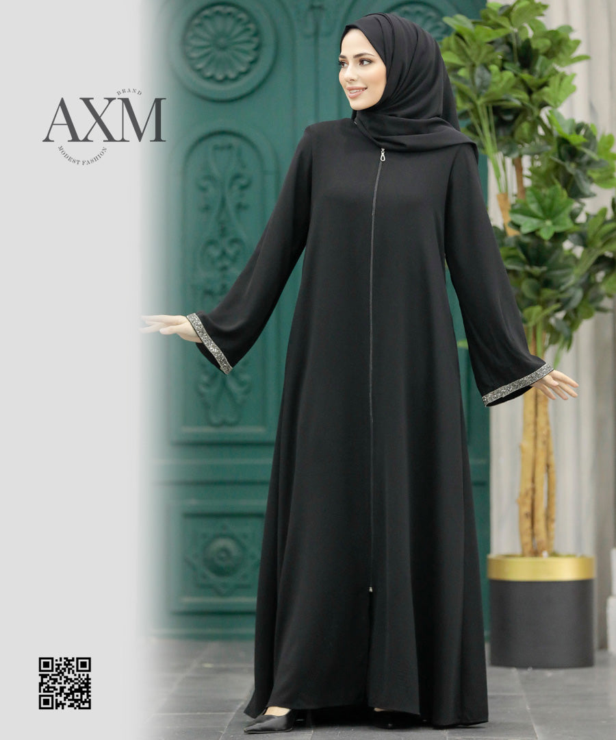 Black abaya,gown,maxi, front open